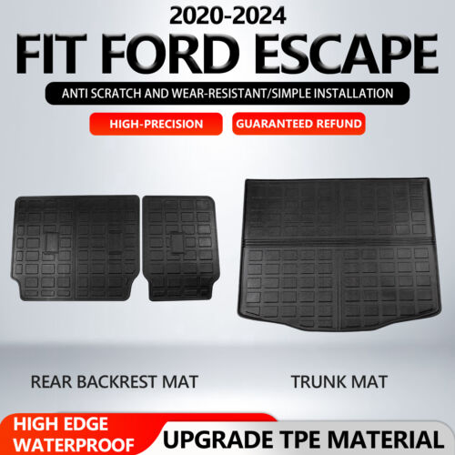 For 2020-2024 Ford Escape Trunk Mats Cargo Liners Backrest mats TPE Accessories (For: 2022 Ford Escape)