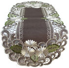 Doily Boutique Table Runner, Doily, Mantel Scarf with Daisies on Brown Burlap