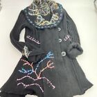 Sioni Wool Blend Long Cardigan Embroidered Size Small Petite