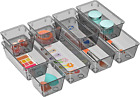 9 Plastic Storage Organizer Stackable Organizers Closet Shelf Set Gadgets Bins