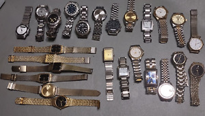 26.  LOT OF 25 MENS QUARTZ WATCHES  UNTESTED  AS IS  NO RESERVE! METAL BRACELETS