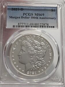 2021-D Denver Morgan Silver Dollar 100th Anniversary PCGS MS69