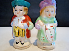 Vintage Colonial Hand Painted  Man and Woman Salt and Pepper Shakers, Japan
