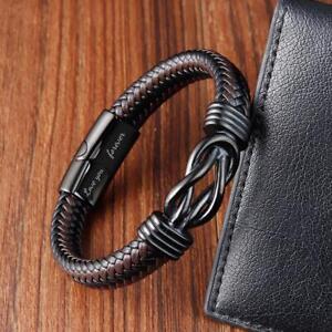 To My Son Grandson Man Braided Leather Bracelet, New Year Gift Lot E1 Prof