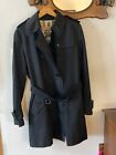 Burberry US 8 Trench Coat Black Belted Double Breasted