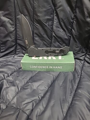 CRKT M21-14SF Carson Design Flipper Black Combo Blade, Black Aluminum Handle