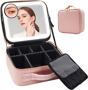 New ListingTravel Makeup Bag Cosmetic Bag Makeup Organizer Bag with Lighted Mirror 3 Color