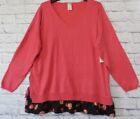 Terra & Sky Layered Sweater Womens 1X (16-18W) Coral Rayon Blend Side Ties NWT
