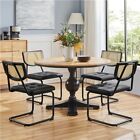 Dining Chairs Faux Leather Mid Century Dining Chairs Set of 2 with Rattan Back