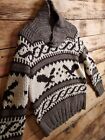 Mens Large Fair Isle Wool Chunky Knit Sweater Turtle Neck Funnel Coif A.Eagle