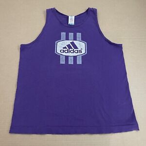 VINTAGE Adidas Tank Top Adult Large Purple Shirt Spell Out Mens 90s Sleeveless