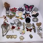 Mixed Lot Of 30 Plastic Metal Colorful Beaded Vtg Modern Costume Brooch Pins