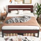 Pliwier Bed Frame Full/Queen/King Size w/ Wooden Headboard Metal Slats Platform
