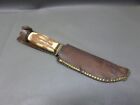 VINTAGE MONARCH 2141 FIXED BLADE HUNTING KNIFE - W/ SHEATH- JAPAN - STAG