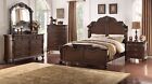 Traditional Floral Accent 4pc Bedroom Est King Size Bed Set Dresser Mirror NS
