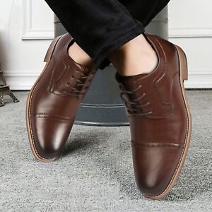 Business Oxford Derby Shoe Men Dress Shoes Synthetic leather Shoes Dark Brown