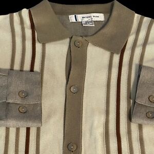 Michael Irvin Cardigan Sweater Men's Large Extra Tall/Long Tan & Beige MSW245