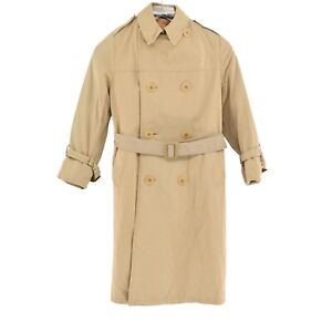 VTG 70s BROOKS BROTHERS Mens Sz S Trench Coat Tan Cotton Double Breasted Belted