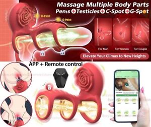 Rose Toy Wand Massager Clit Nipple G-Spot Dildo Suction Vibrator For Women Sex