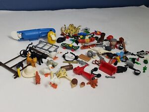 Playmobil Vintage LOT small junk drawer accessories, tools, weapons, birds, cat