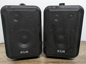 Pair of KLH Model 45  Indoor/Outdoor Stereo Speakers Black 6-8 Ohms Tested