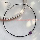 3mm Faceted Bright Black Spinel Natural Gemstone Round Pendant Necklace 14-32''