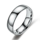 6mm Stainless Steel Band Crystal Ring Party Couple Jewelry Gifts for Men Women