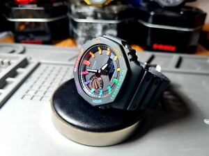 Casio G-Shock GA-2100-1A1ER Custom Rainbow Mod Casioak ***99p No Reserve***