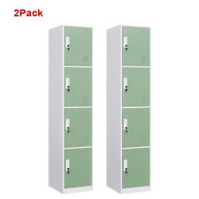 2Pcs 4-Door Metal Locker Wardrobe Cabinet For Gym Office Organizer Steel Storage