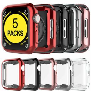 5-Pack For Apple Watch 9 8 7 6 5 4 3 2 SE Screen Protector Case 41/45mm Cover