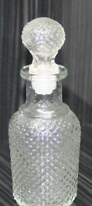 New ListingVintage Clear Glass diamond pattern cruet with complete stopper