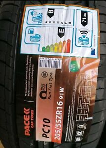 2x 205 55 R16  RUNFLAT PACE PREMIUM,HIGH MILEAGE, SUPER QUALITY TYRES,GR8 PRICE