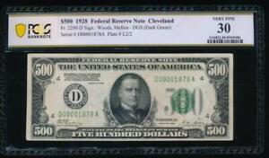 AC 1928 $500 FIVE HUNDRED DOLLAR BILL Cleveland PCGS 30