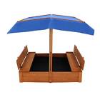 for Aged 3-8 Years Old Sand Box Wood Sandbox with Cover with 2 Bench Seats