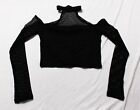 KillStar Women's Long Sleeve Fitted Nightcall Fishnet Top ZS6 Black Small NWT