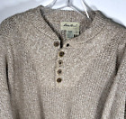 Eddie Bauer Sweater Large Mens Henley Vintage Made in USA 100% Cotton Beige
