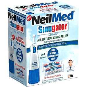 New Sinugator Cordless Pulsating Sinus/Nasal Wash/Lavage w/ 30 Saline Packs