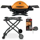 Weber Propane Gas Grill Q 1200 Burner Portable Rolling Cart Barbecue Cooking BBQ
