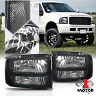 Black Housing Headlight Clear Corner Signal for 05-07 Ford F250/F350 Super Duty (For: More than one vehicle)