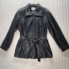 Jacqueline Ferrari Genuine Lambskin Black leather jacket Womens Coat Size XL