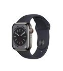 Apple Watch Series 8 GPS+Cellular 41mm Stainless Steel Case w/ Black Sport Band