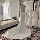 V Neck Mermaid Wedding Dresses Sleeveless Sparkling 3D Leaves Lace Bridal Gowns
