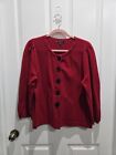 Anne Klein button up sweater vintage red  Womens XL black accent buttons
