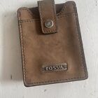 Fossil Brown Leather Money Clip Wallet Minimalist