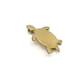 WRE Designer Signed Vintage 12k Yellow Gold Filled Turtle Brooch Pin