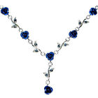 Royal Blue Rose Flower made with Swarovski Crystal Floral Bride Wedding Necklace
