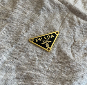 1pc of 38mm Prada Logo Triangle Black Gold Tone Plate,  Zipperpull