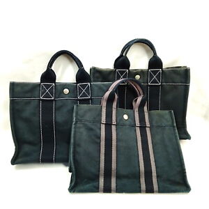 Hermes Hand Bag  Hand Bag 3 set Black Canvas 1018370
