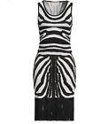ROBERTO CAVALLI Black & White Fringe Pencil Wiggle Cocktail Party Dress 8 44 NWT