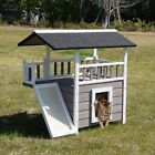 COZIWOW 2-Story Wooden Dog Cat House Outdoor Cat Shelter House Enclosure Indoor